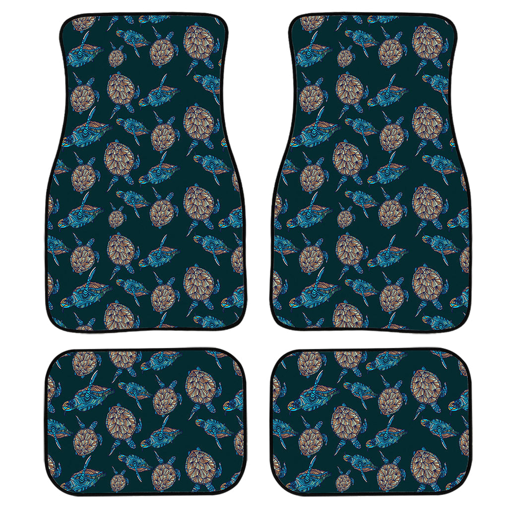 Blue Sea Turtle Pattern Print Front And Back Car Floor Mats/ Front Car Mat