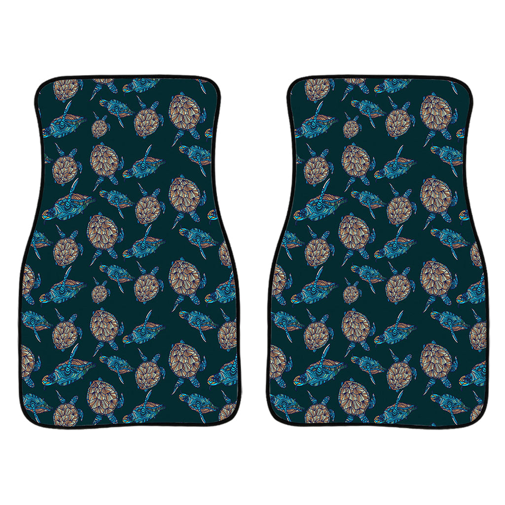 Blue Sea Turtle Pattern Print Front And Back Car Floor Mats/ Front Car Mat