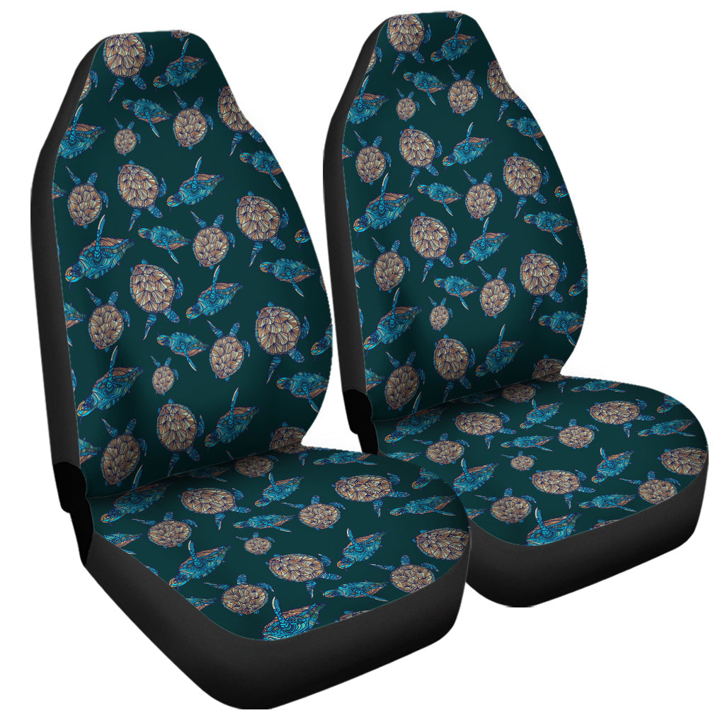Blue Sea Turtle Pattern Print Universal Fit Car Seat Covers