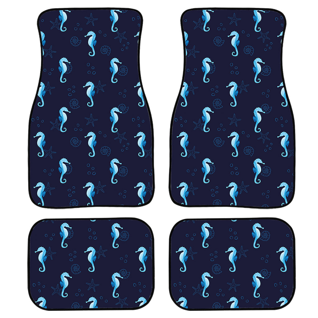 Blue Seahorse Pattern Print Front And Back Car Floor Mats/ Front Car Mat