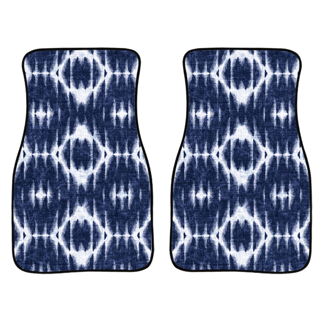 Blue Shibori Print Front And Back Car Floor Mats/ Front Car Mat