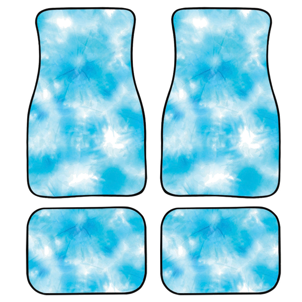 Blue Shibori Tie Dye Print Front And Back Car Floor Mats/ Front Car Mat