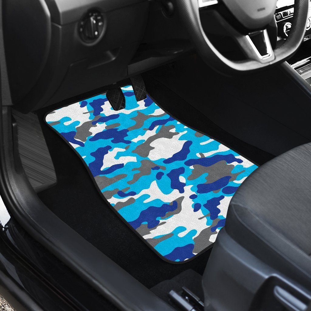Blue Snow Camouflage Print Front And Back Car Floor Mats/ Front Car Mat