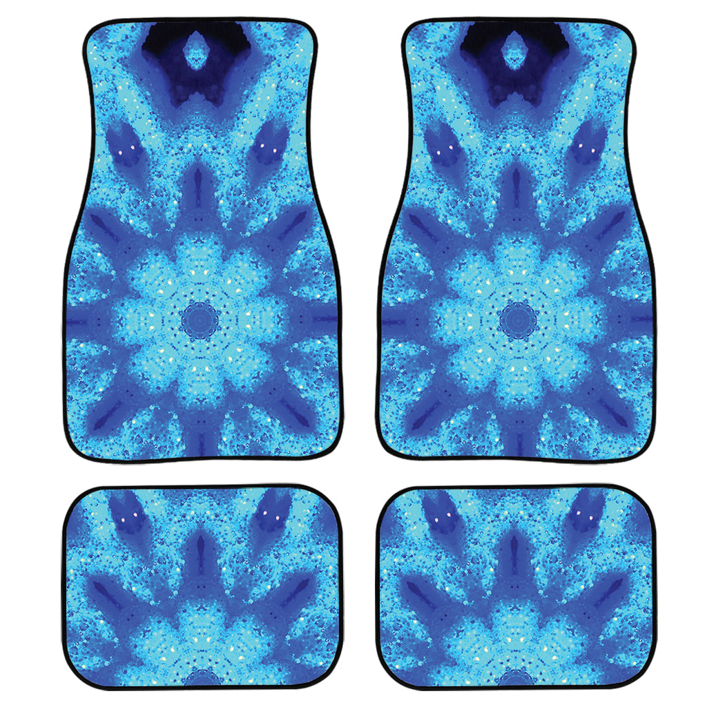 Blue Snowflake Kaleidoscope Print Front And Back Car Floor Mats/ Front Car Mat