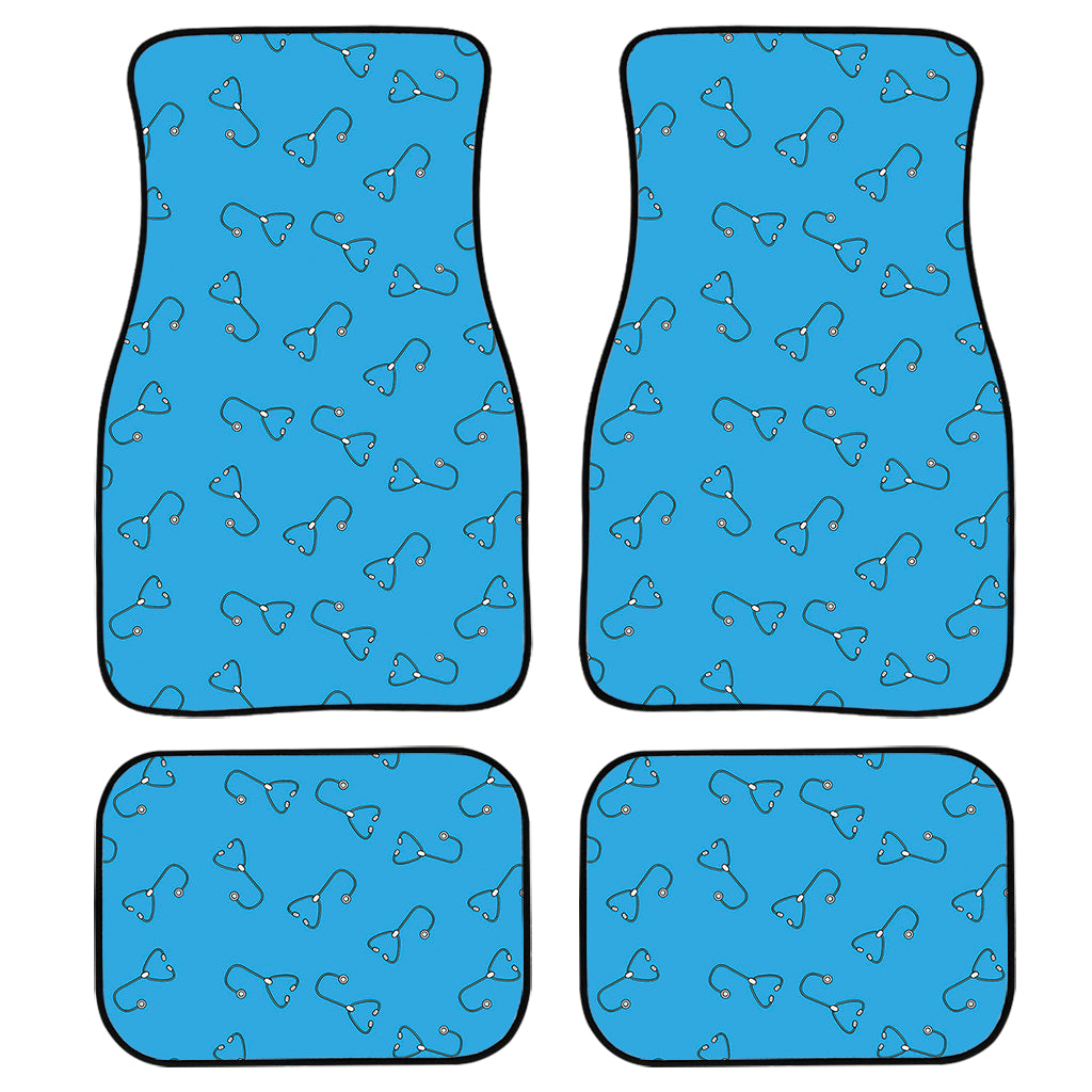 Blue Stethoscope Pattern Print Front And Back Car Floor Mats/ Front Car Mat