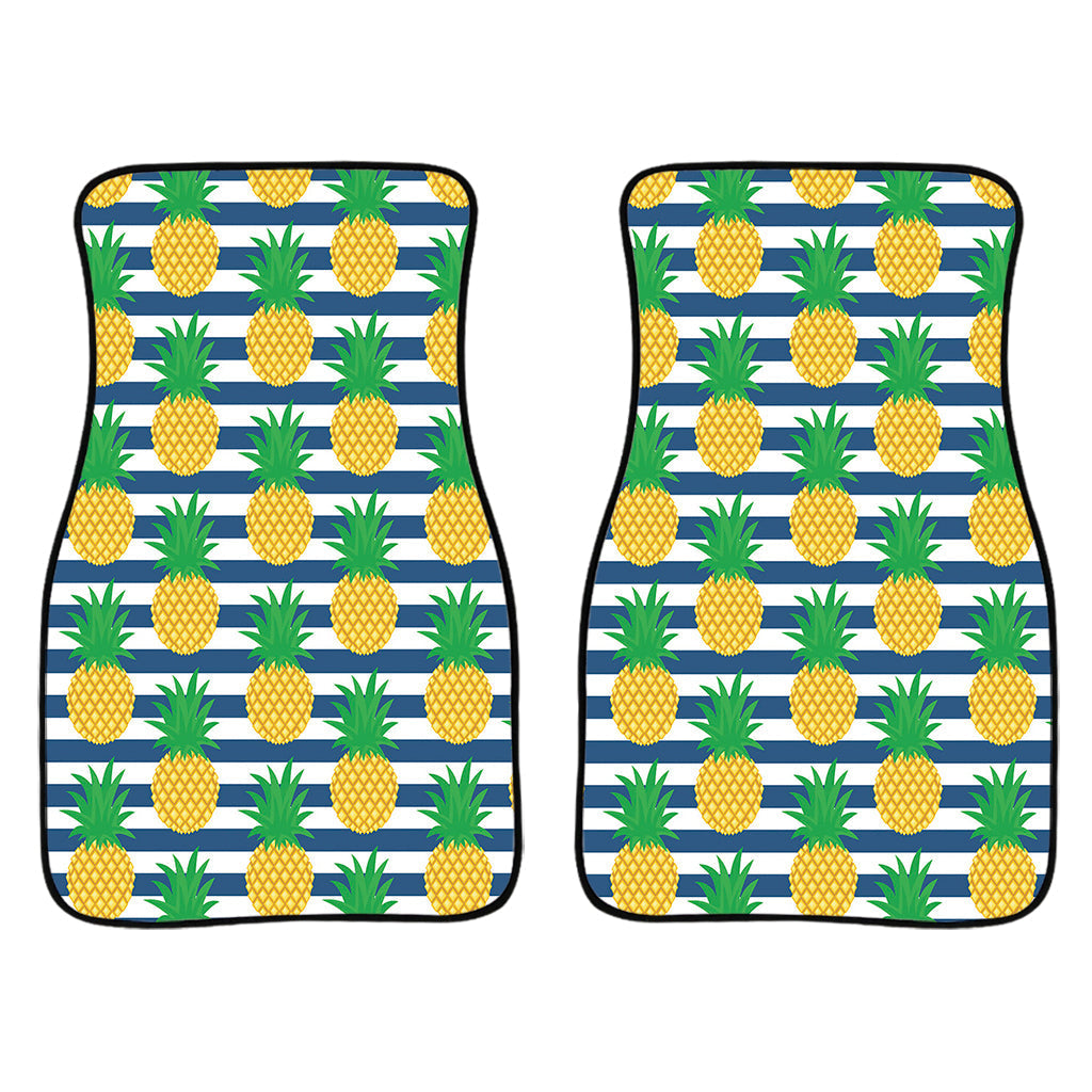 Blue Striped Pineapple Pattern Print Front And Back Car Floor Mats/ Front Car Mat