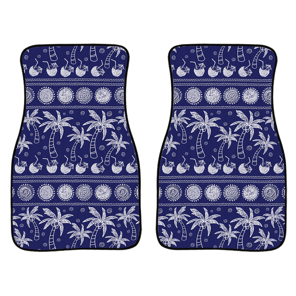 Blue Summer Coconut Pattern Print Front And Back Car Floor Mats/ Front Car Mat