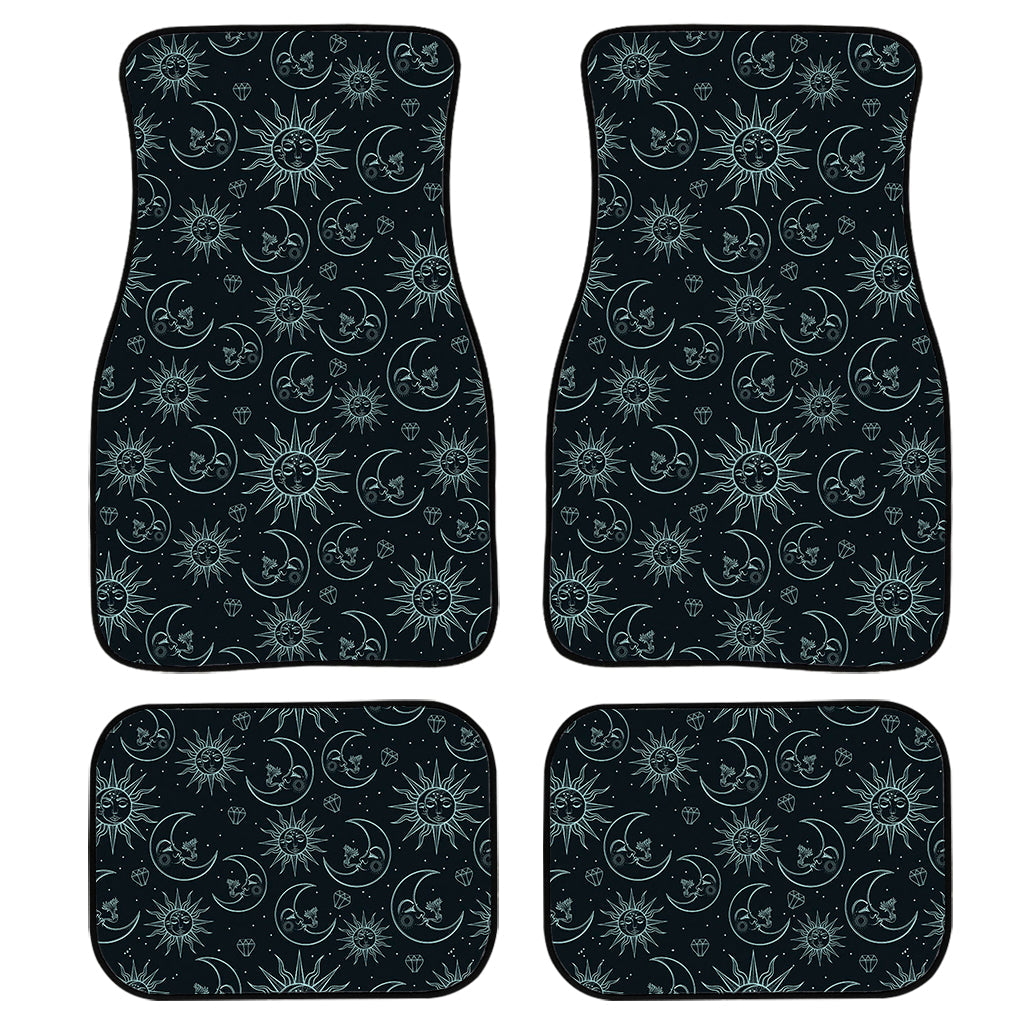Blue Sun And Moon Pattern Print Front And Back Car Floor Mats/ Front Car Mat