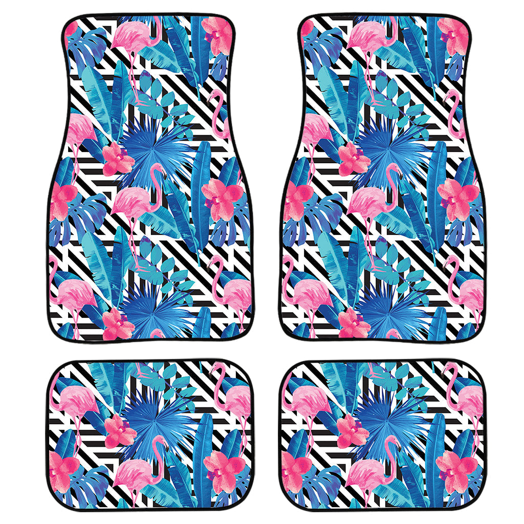 Blue Tropical And Pink Flamingo Print Front And Back Car Floor Mats/ Front Car Mat