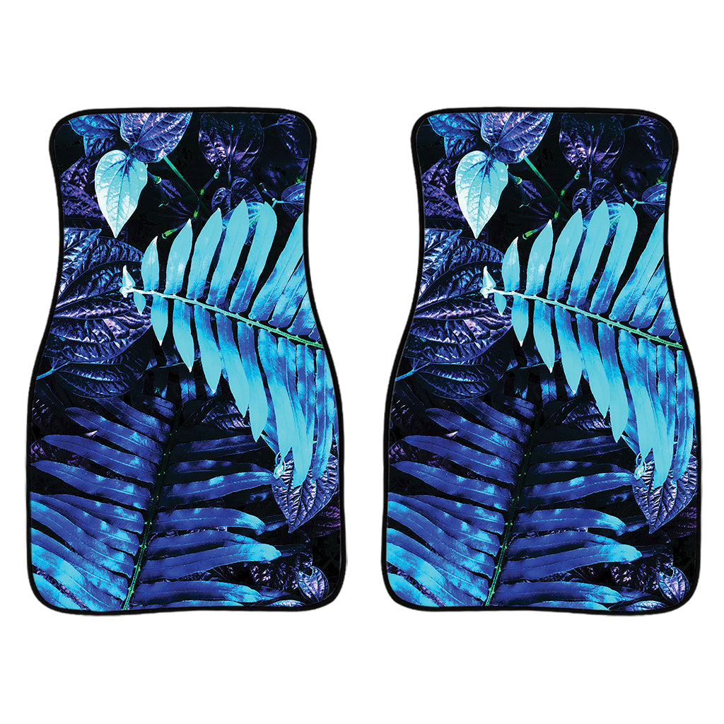 Blue Tropical Leaves Print Front And Back Car Floor Mats/ Front Car Mat