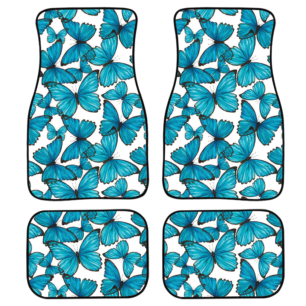 Blue Watercolor Butterfly Pattern Print Front And Back Car Floor Mats/ Front Car Mat