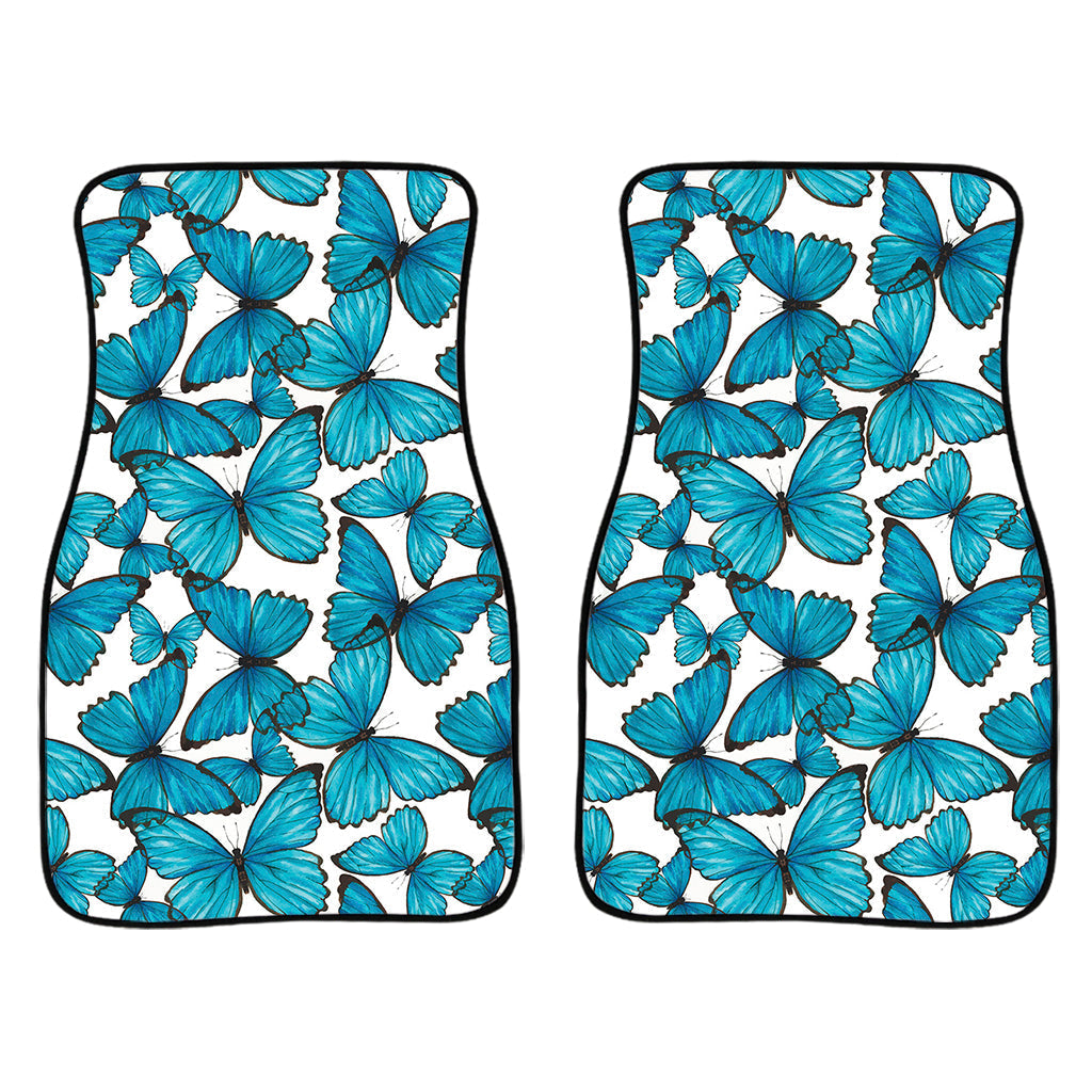 Blue Watercolor Butterfly Pattern Print Front And Back Car Floor Mats/ Front Car Mat