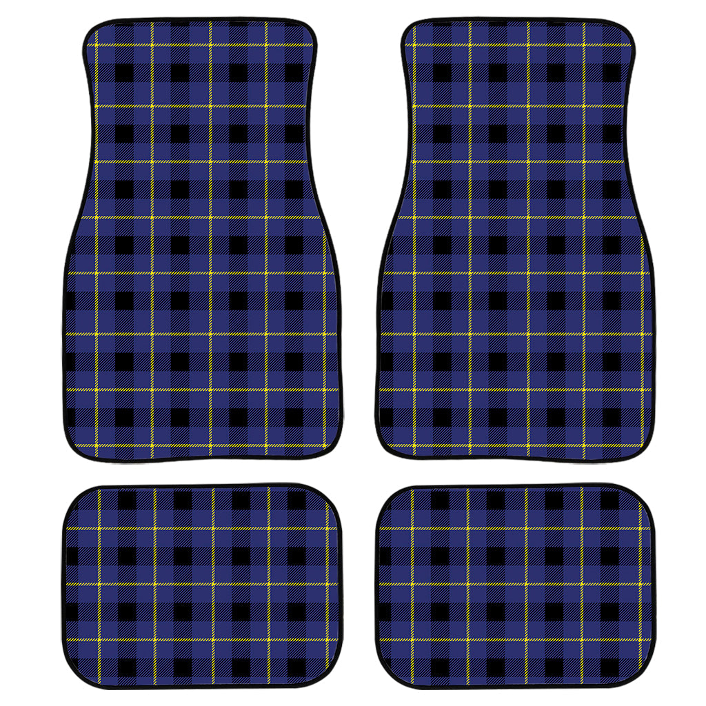 Blue Yellow And Black Plaid Print Front And Back Car Floor Mats/ Front Car Mat