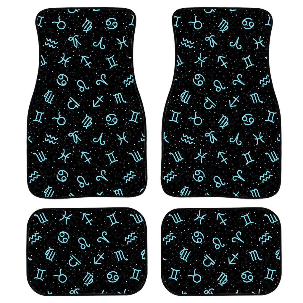 Blue Zodiac Symbols Pattern Print Front And Back Car Floor Mats/ Front Car Mat