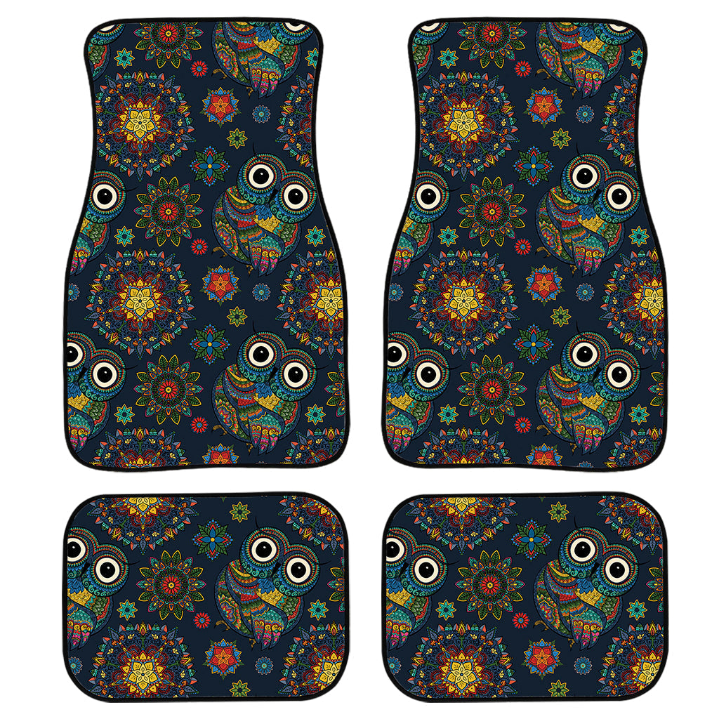 Bohemian Owl Pattern Print Front And Back Car Floor Mats/ Front Car Mat