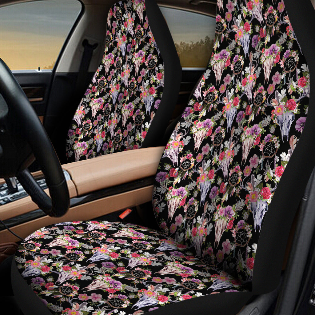 Boho Deer Skull Pattern Print Universal Fit Car Seat Covers