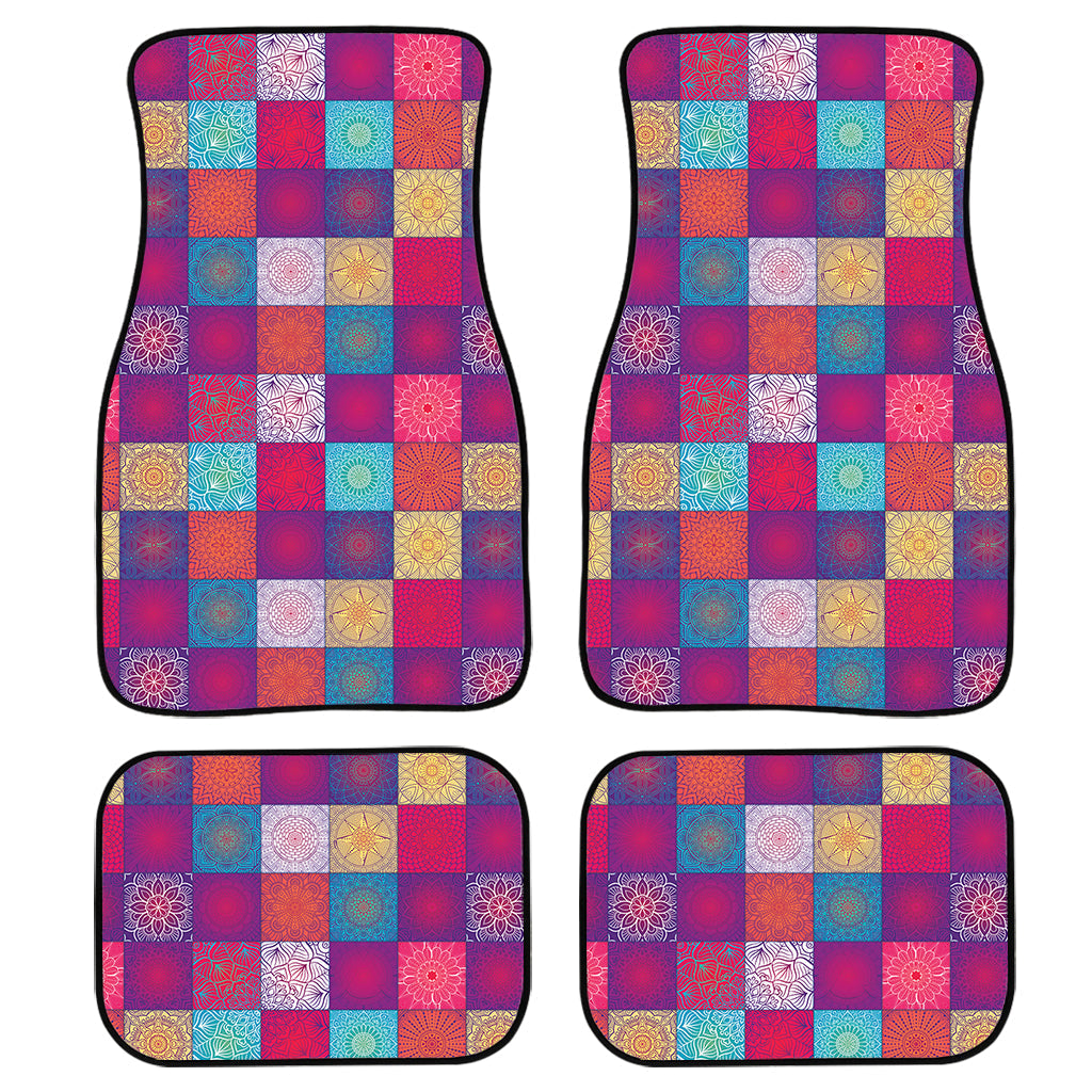 Boho Mandala Patchwork Pattern Print Front And Back Car Floor Mats/ Front Car Mat