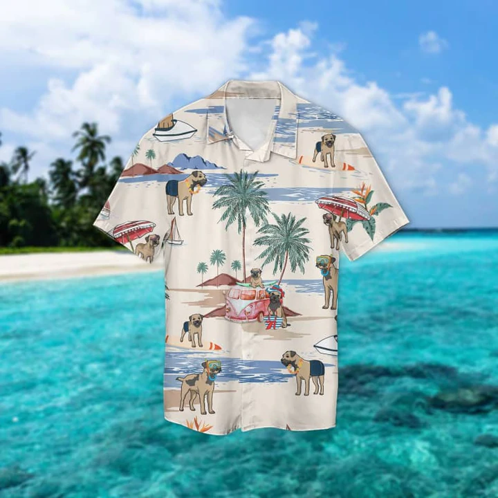 Border Terrier Summer Beach Hawaiian Shirt/ Hawaiian Shirts for Men/ Hawaiian Shirts for Men/ Aloha Beach Shirt