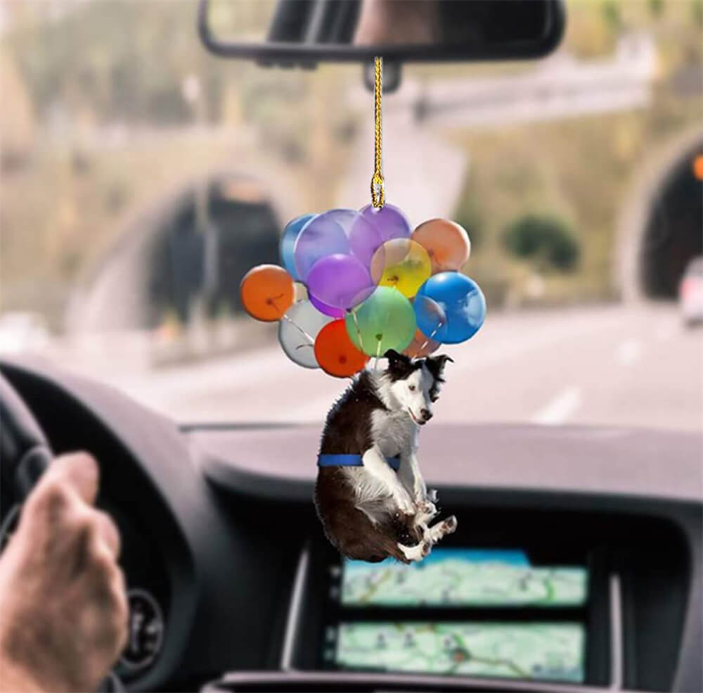 Border Collie Dog Fly With Bubbles Car Hanging Ornament Dog Ornament Coolspod.