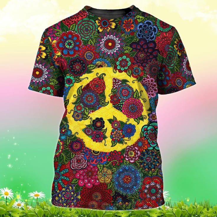 Old Man Hippie 3D All Over Print Tshirt/ Hippie Shirts For Men And Women/ Mushroom Hippie 3D Tshirt
