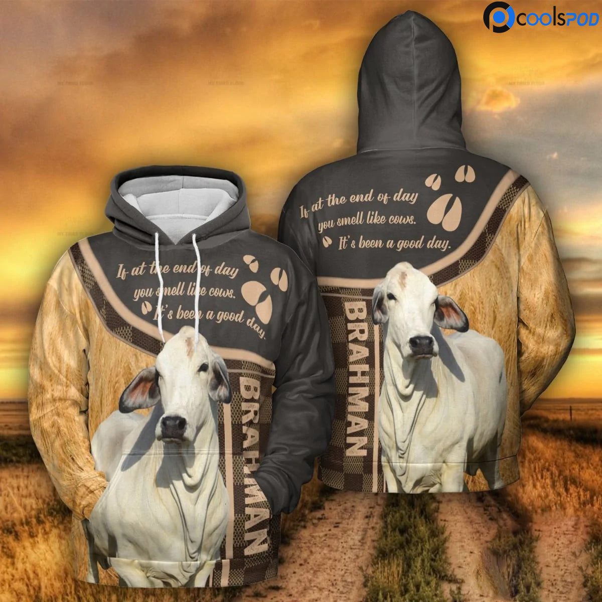 Brahman Cattle Lovers A Good Day 3D Hoodie/ Cow Cute Hoodie/ Farm Hoodie