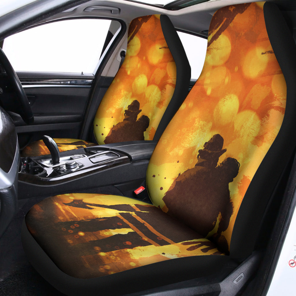 Brave Firefighter Painting Print Universal Fit Car Seat Covers