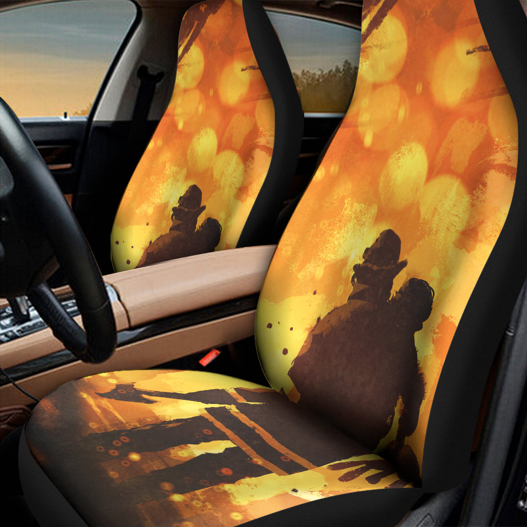 Brave Firefighter Painting Print Universal Fit Car Seat Covers