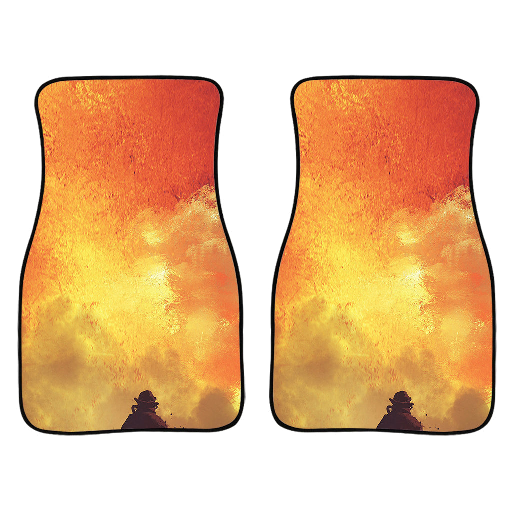 Brave Firefighter With Axe Print Front And Back Car Floor Mats/ Front Car Mat