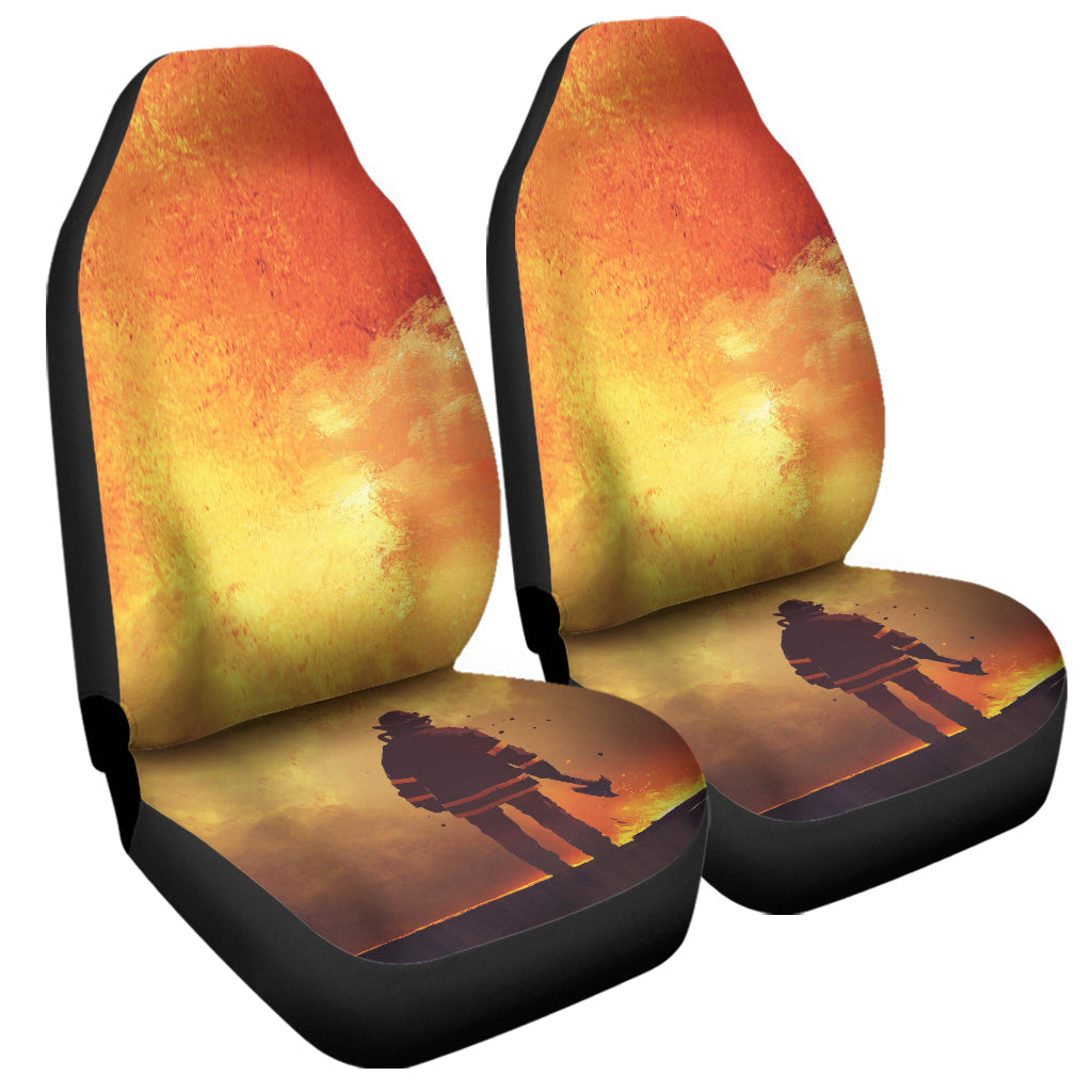 Brave Firefighter With Axe Print Universal Fit Car Seat Covers