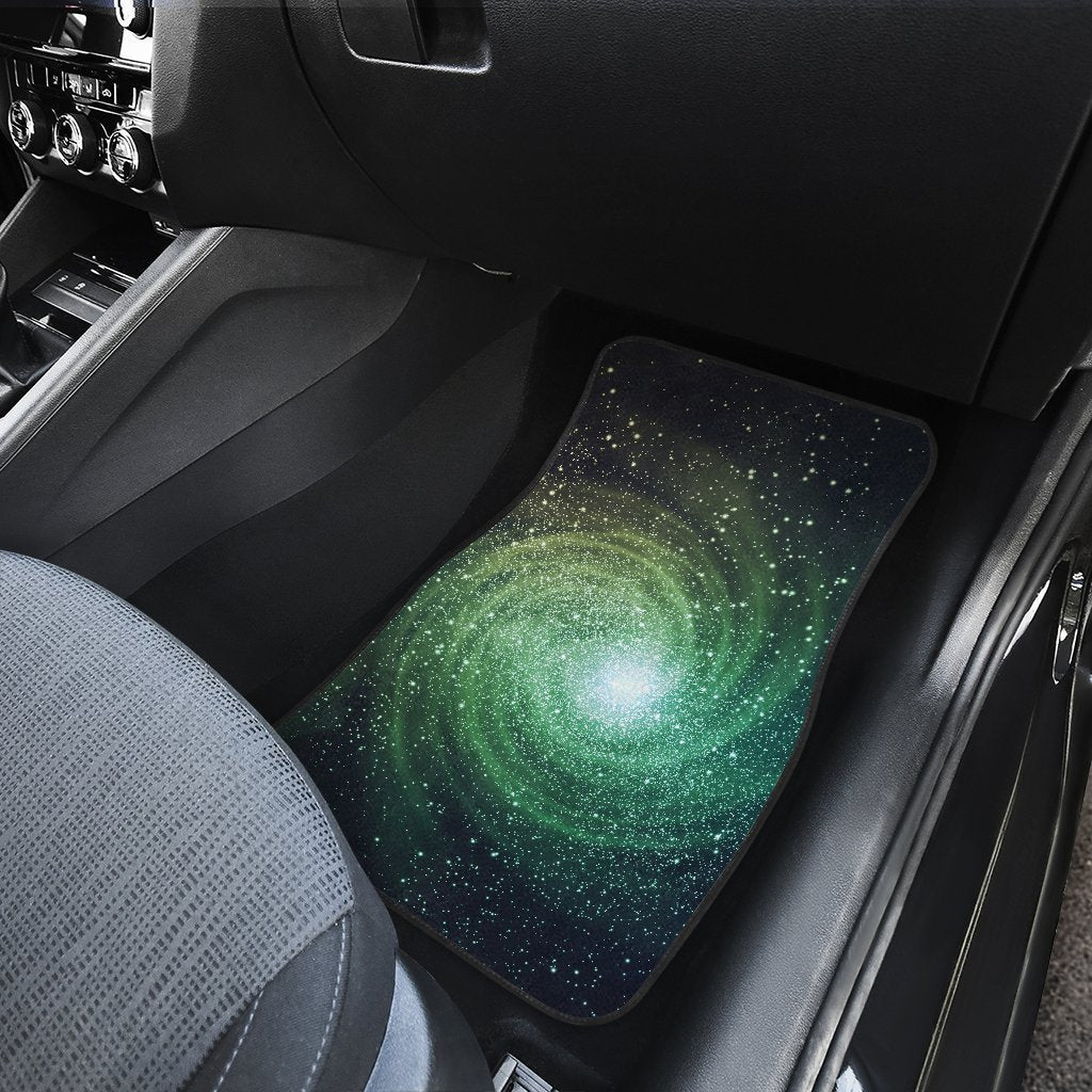 Bright Green Spiral Galaxy Space Print Front And Back Car Floor Mats/ Front Car Mat
