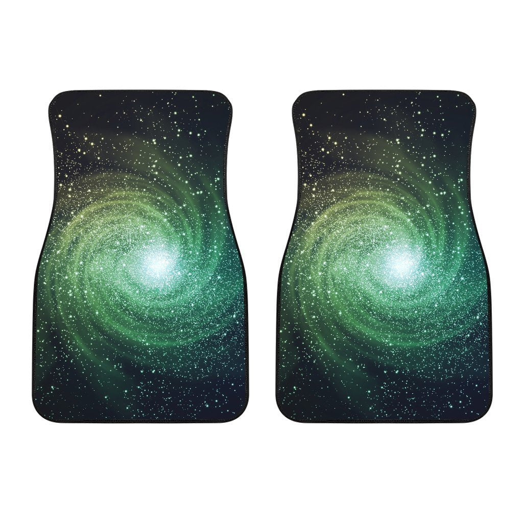 Bright Green Spiral Galaxy Space Print Front And Back Car Floor Mats/ Front Car Mat
