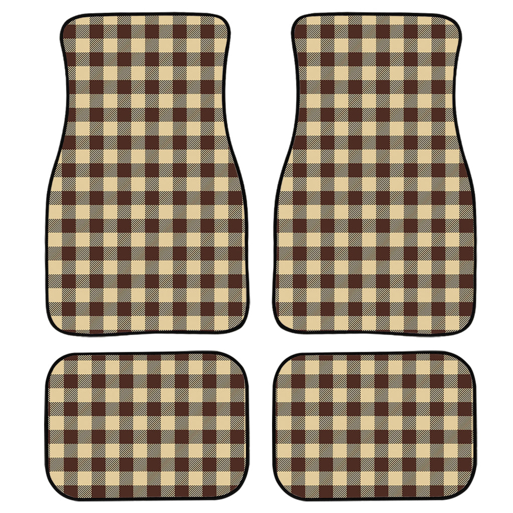 Brown And Beige Buffalo Check Print Front And Back Car Floor Mats/ Front Car Mat