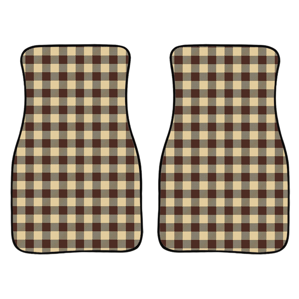Brown And Beige Buffalo Check Print Front And Back Car Floor Mats/ Front Car Mat