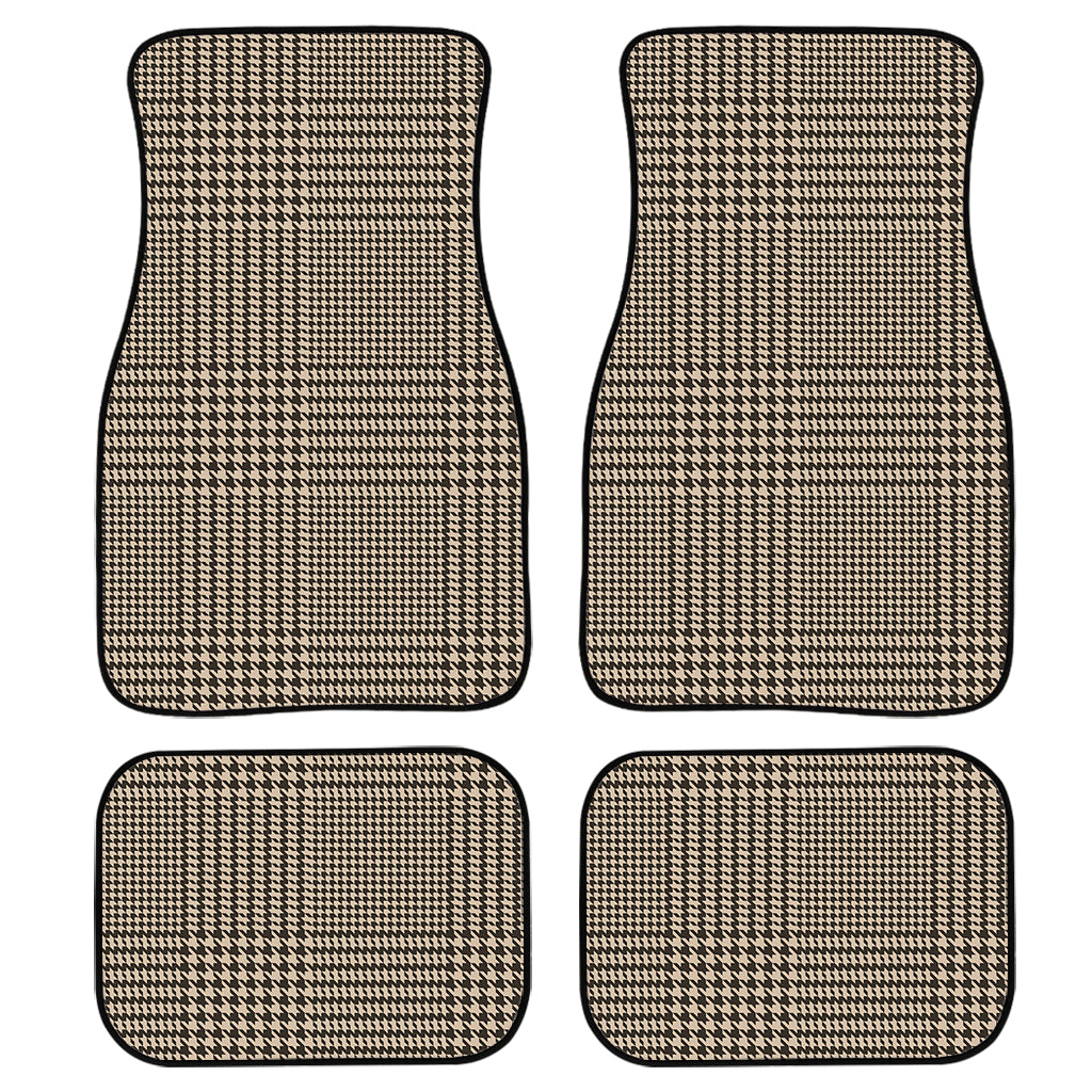Brown And Beige Glen Plaid Print Front And Back Car Floor Mats/ Front Car Mat