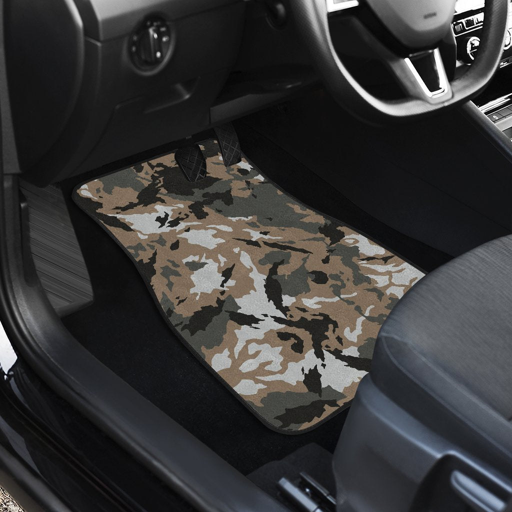 Brown And Black Camouflage Print Front And Back Car Floor Mats/ Front Car Mat