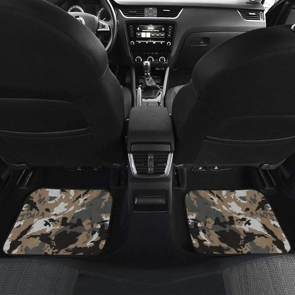 Brown And Black Camouflage Print Front And Back Car Floor Mats/ Front Car Mat