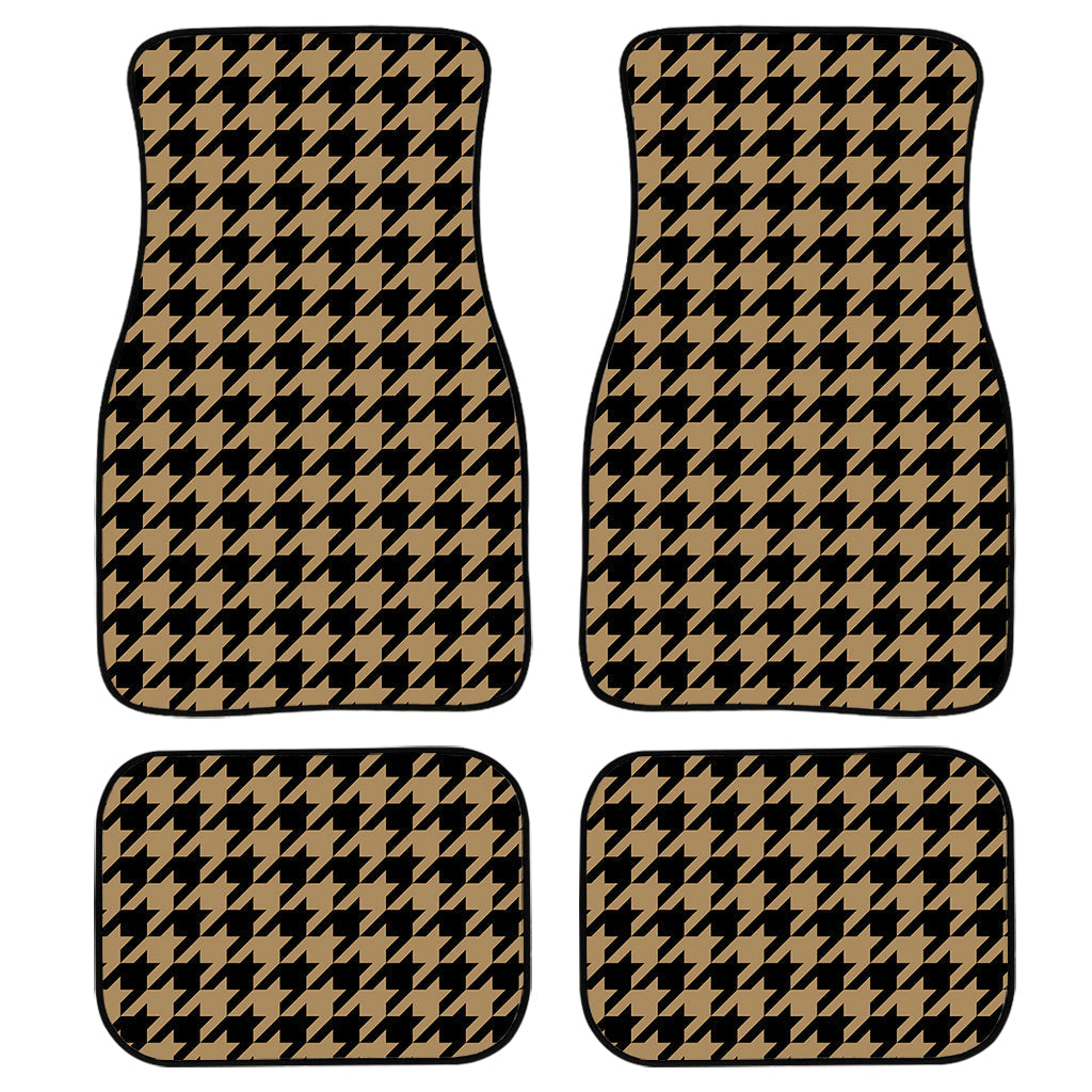 Brown And Black Houndstooth Print Front And Back Car Floor Mats/ Front Car Mat