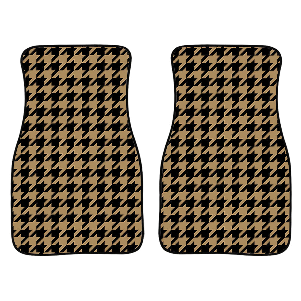 Brown And Black Houndstooth Print Front And Back Car Floor Mats/ Front Car Mat