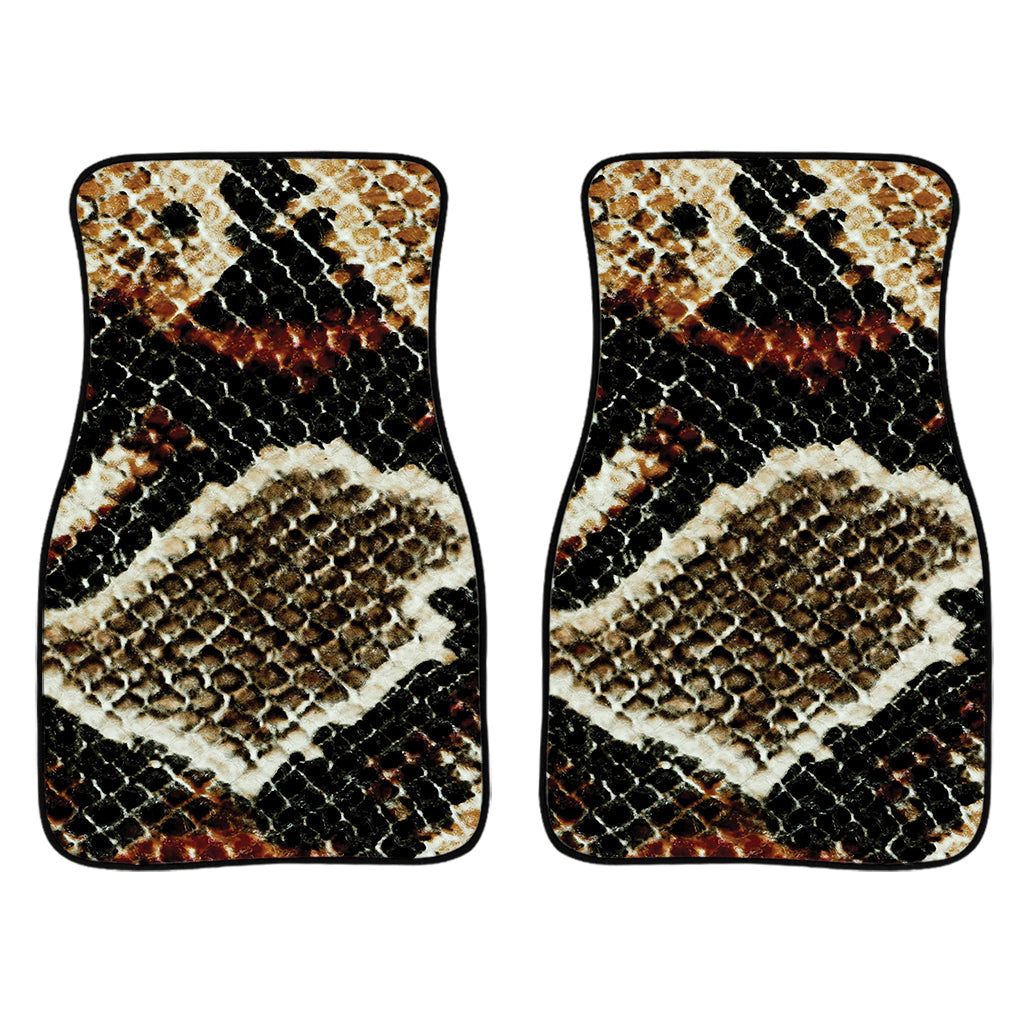 Brown And Black Snakeskin Print Front And Back Car Floor Mats/ Front Car Mat