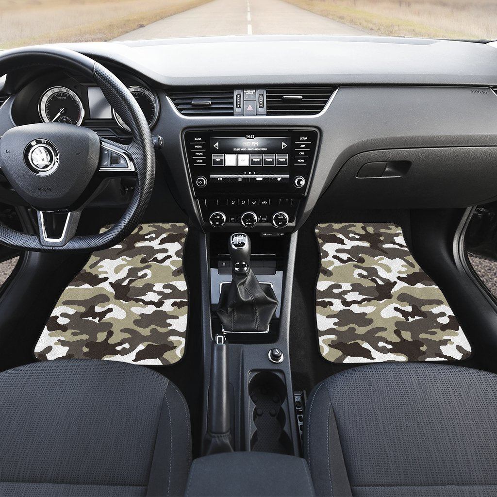 Brown And White Camouflage Print Front And Back Car Floor Mats/ Front Car Mat