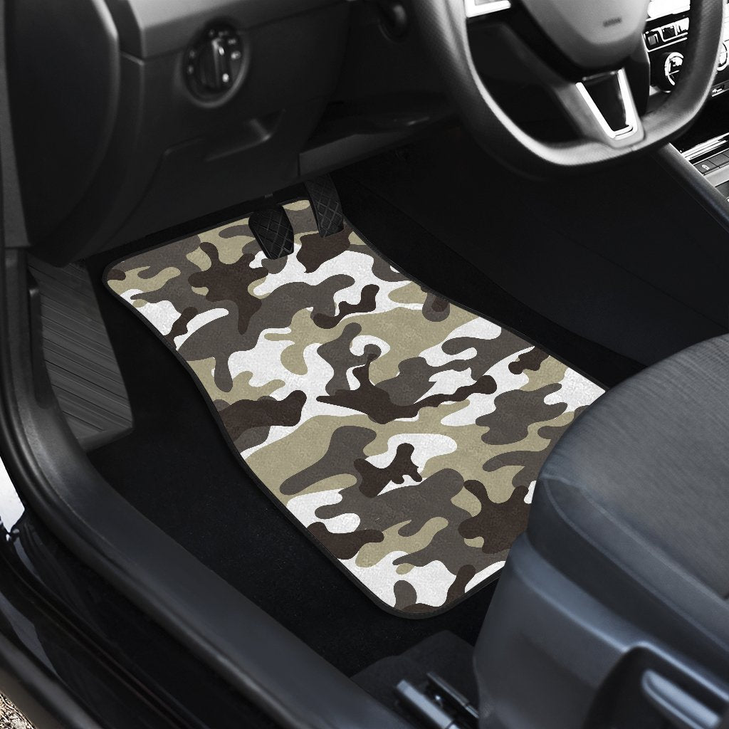Brown And White Camouflage Print Front And Back Car Floor Mats/ Front Car Mat