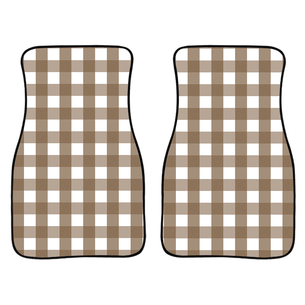 Brown And White Check Pattern Print Front And Back Car Floor Mats/ Front Car Mat