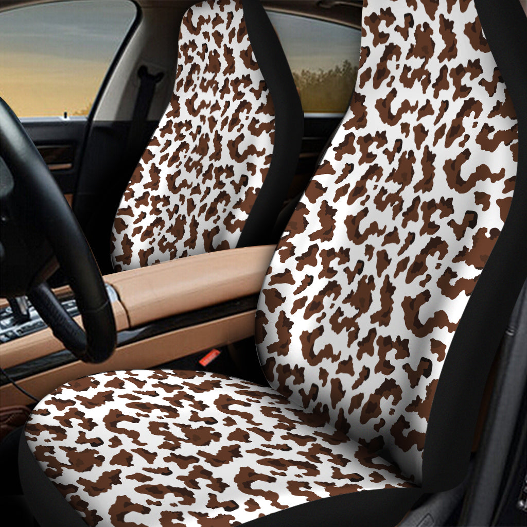 Brown And White Cow Pattern Print Universal Fit Car Seat Covers