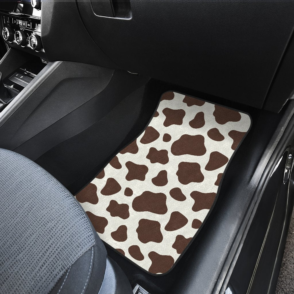 Brown And White Cow Print Front And Back Car Floor Mats/ Front Car Mat