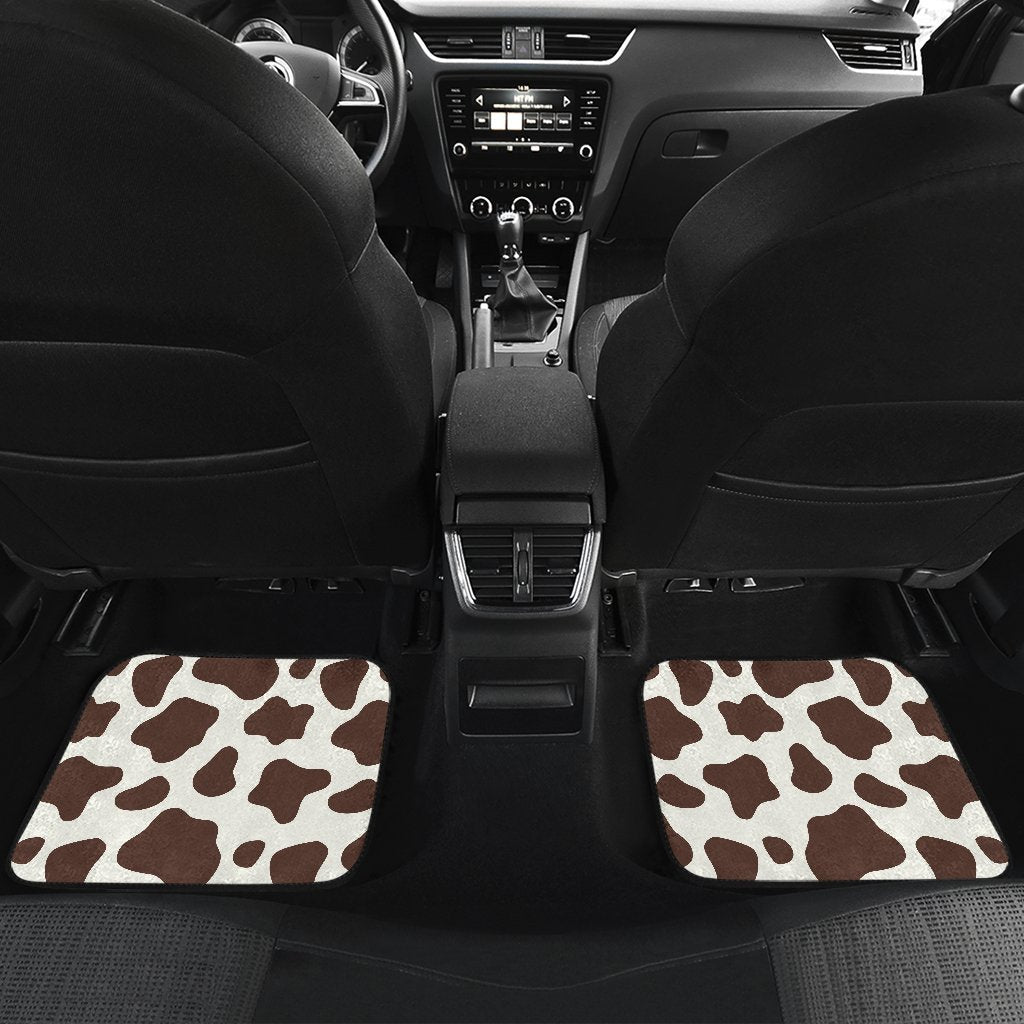 Brown And White Cow Print Front And Back Car Floor Mats/ Front Car Mat