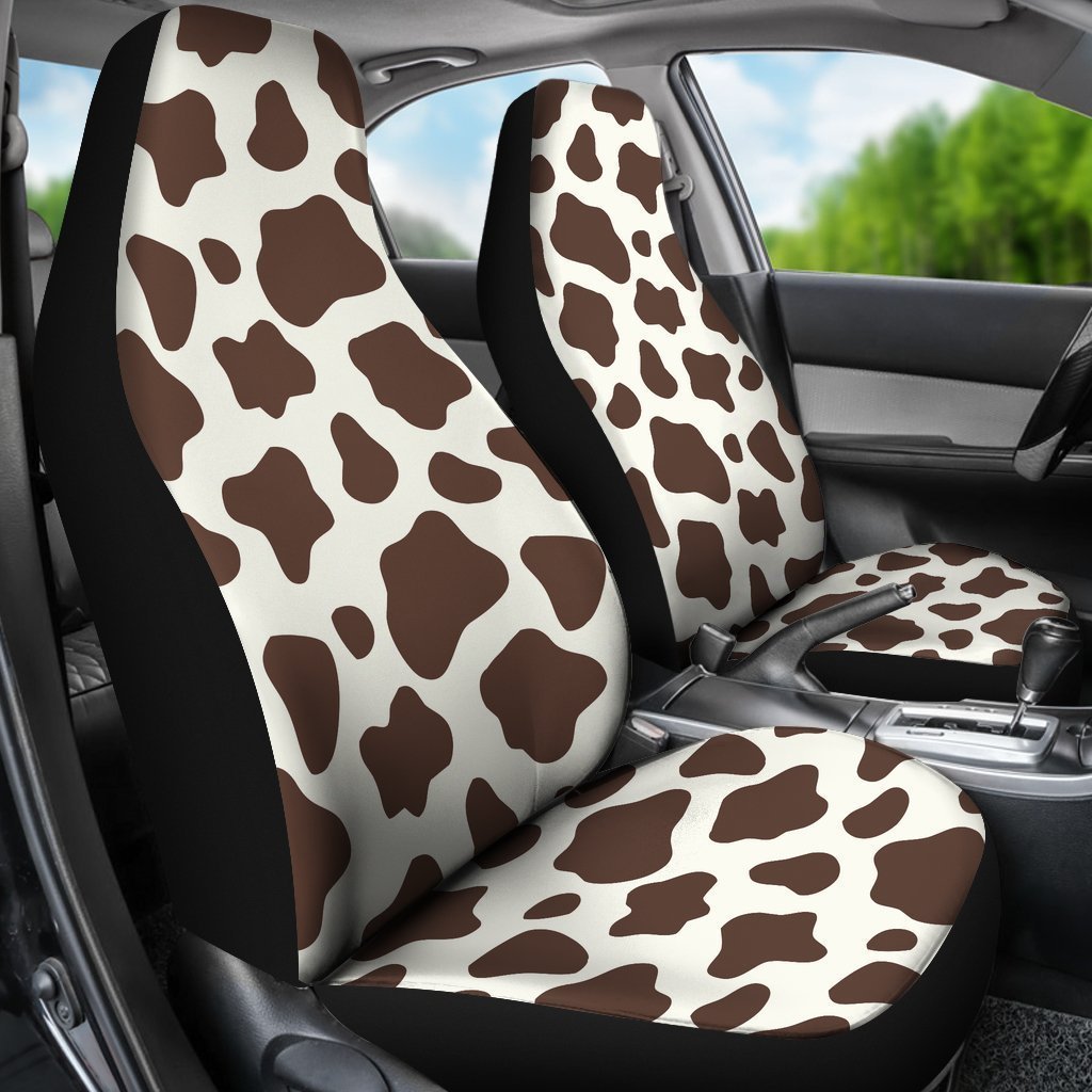 Brown And White Cow Print Universal Fit Car Seat Covers