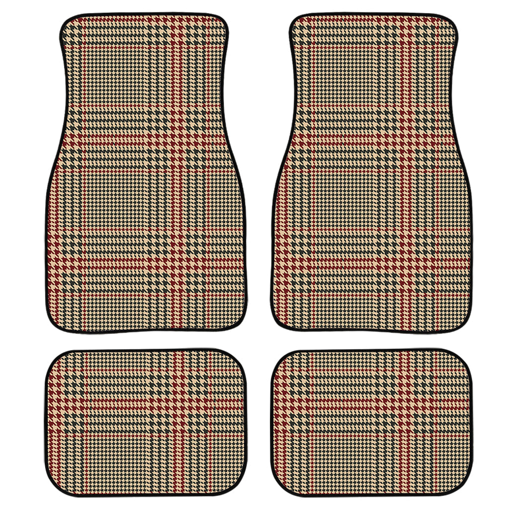 Brown Beige And Red Glen Plaid Print Front And Back Car Floor Mats/ Front Car Mat