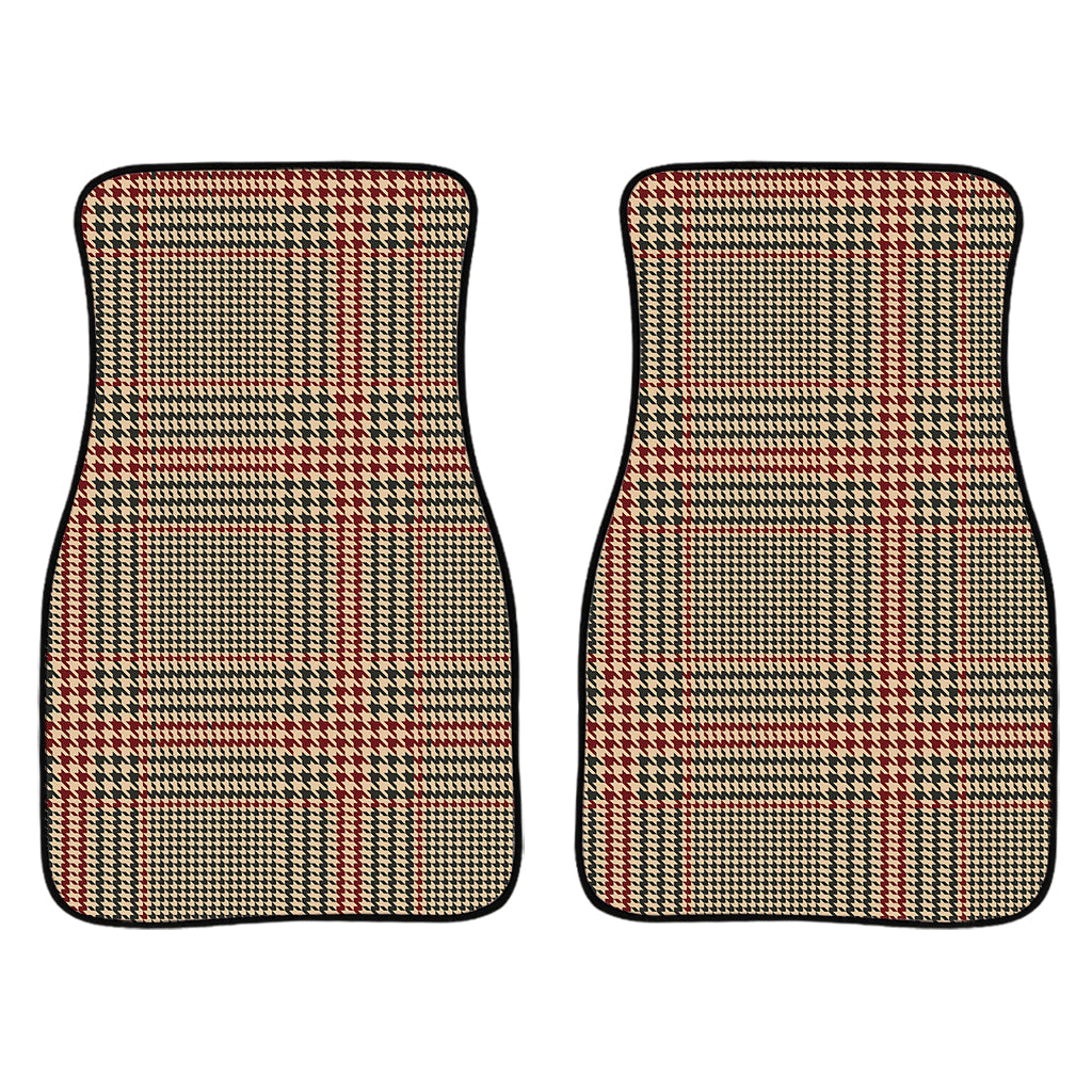Brown Beige And Red Glen Plaid Print Front And Back Car Floor Mats/ Front Car Mat