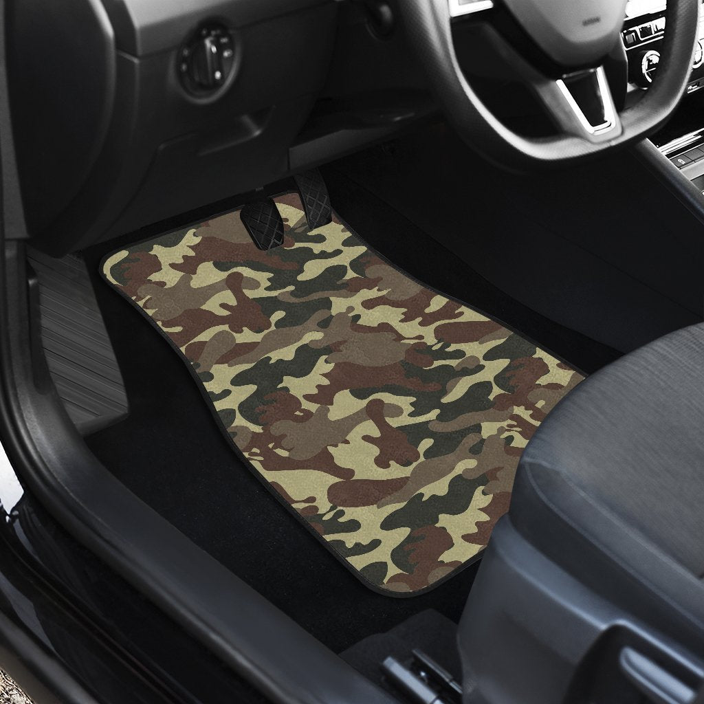 Brown Camouflage Print Front And Back Car Floor Mats/ Front Car Mat