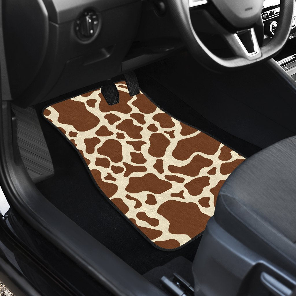 Brown Cow Print Front And Back Car Floor Mats/ Front Car Mat